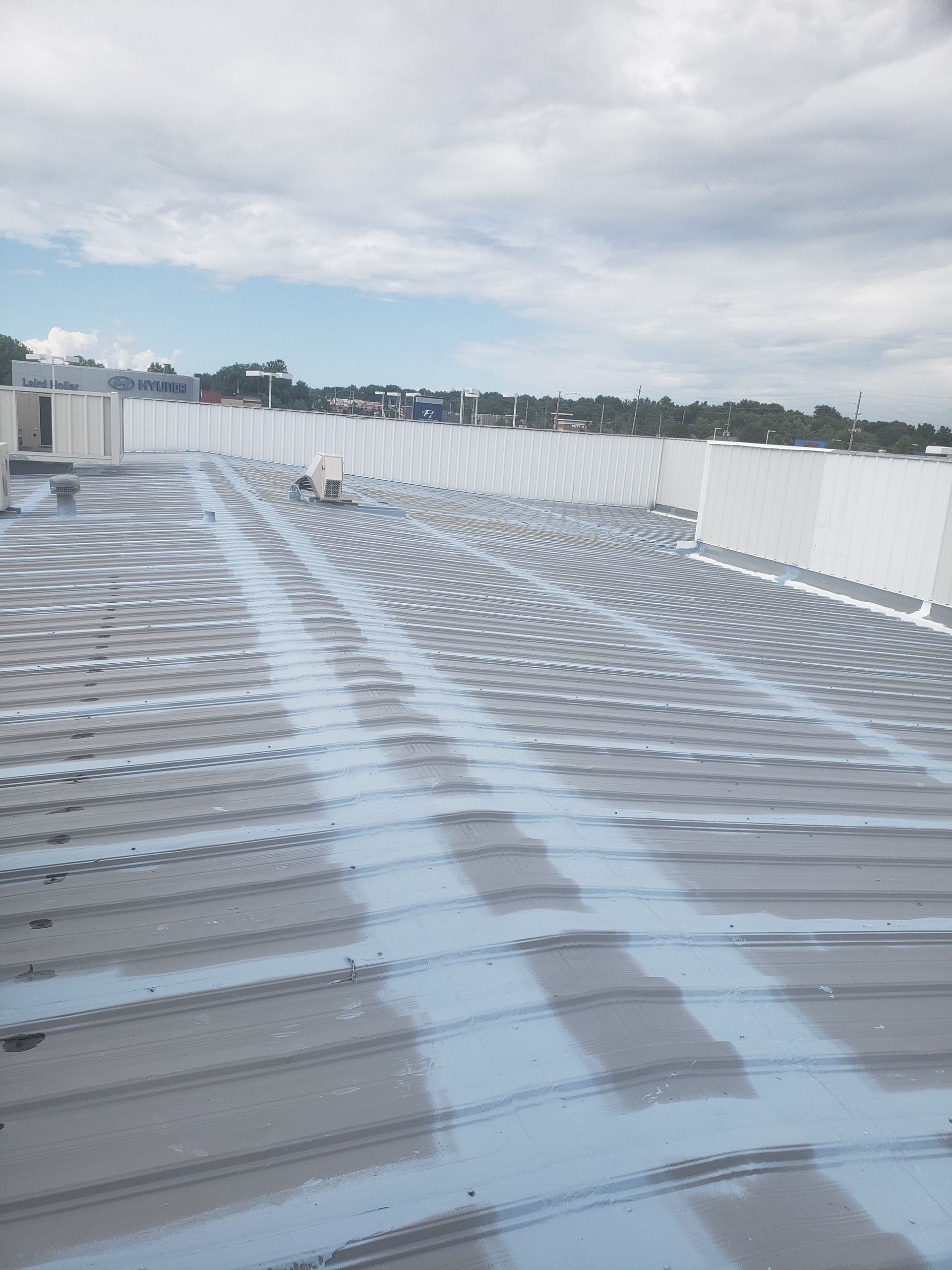 A roof with a lot of white paint on it