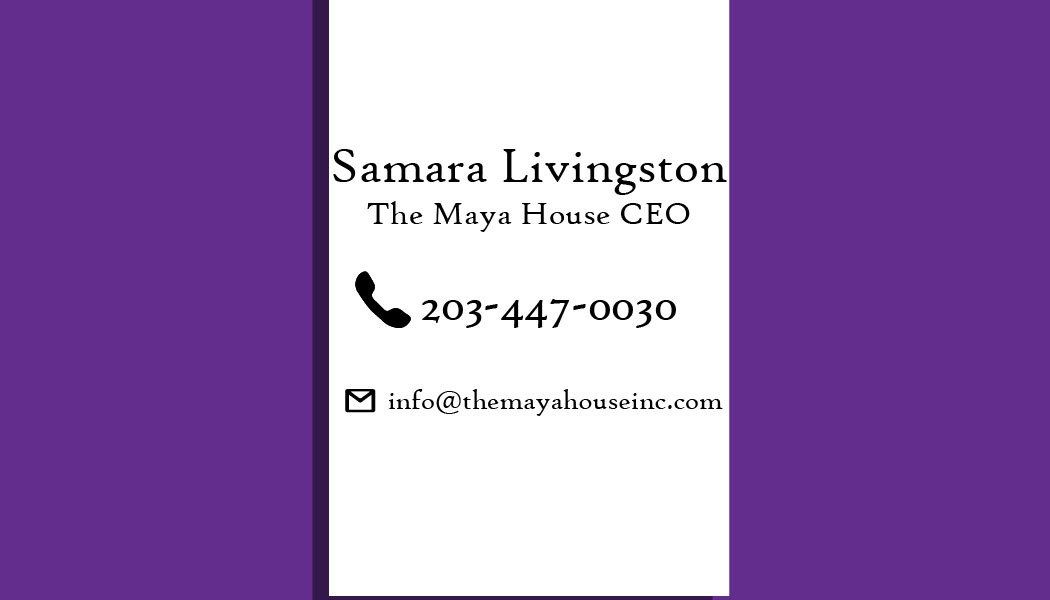 Image of a sample design of a Samara Livingston business card