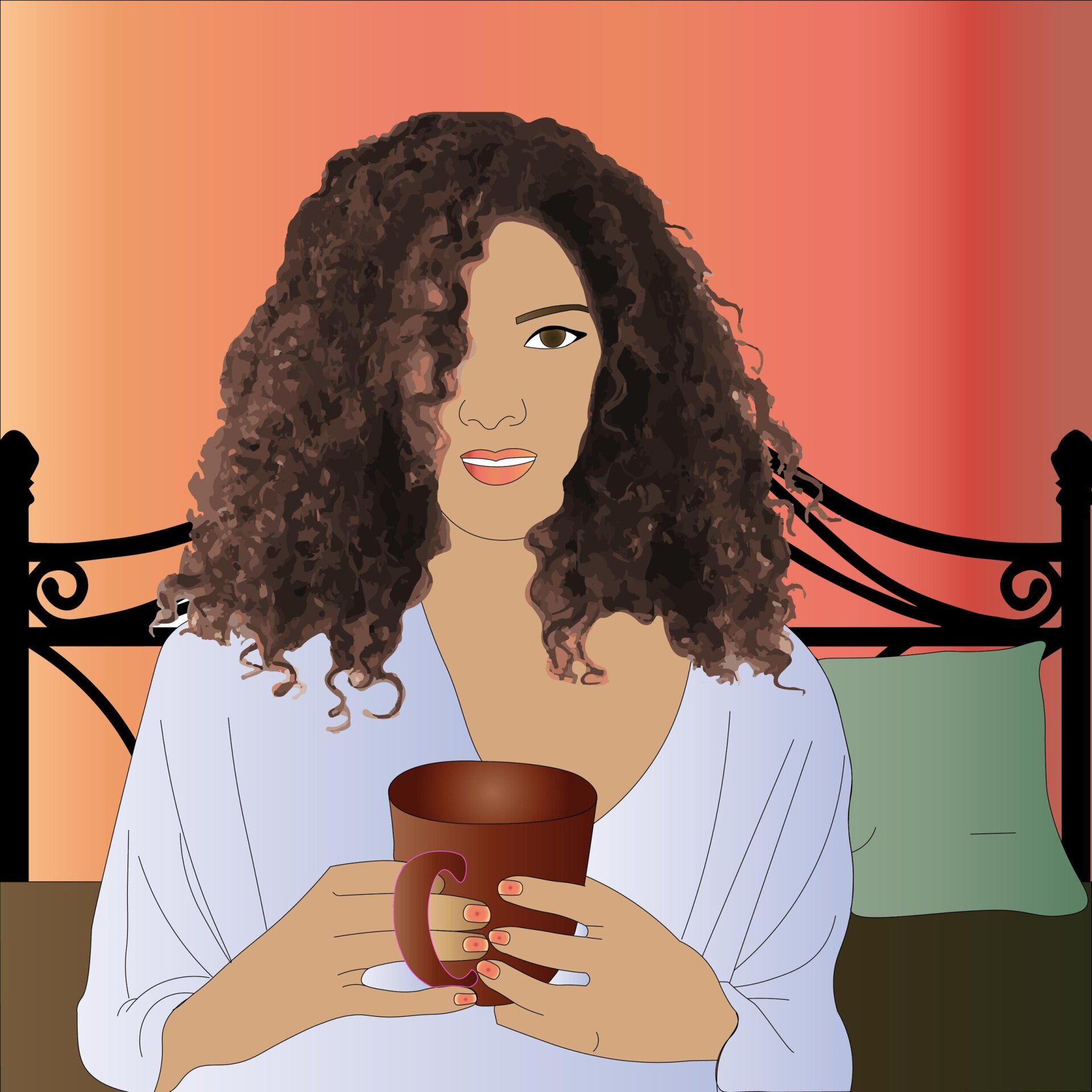 Image of a woman holding a coffee cup