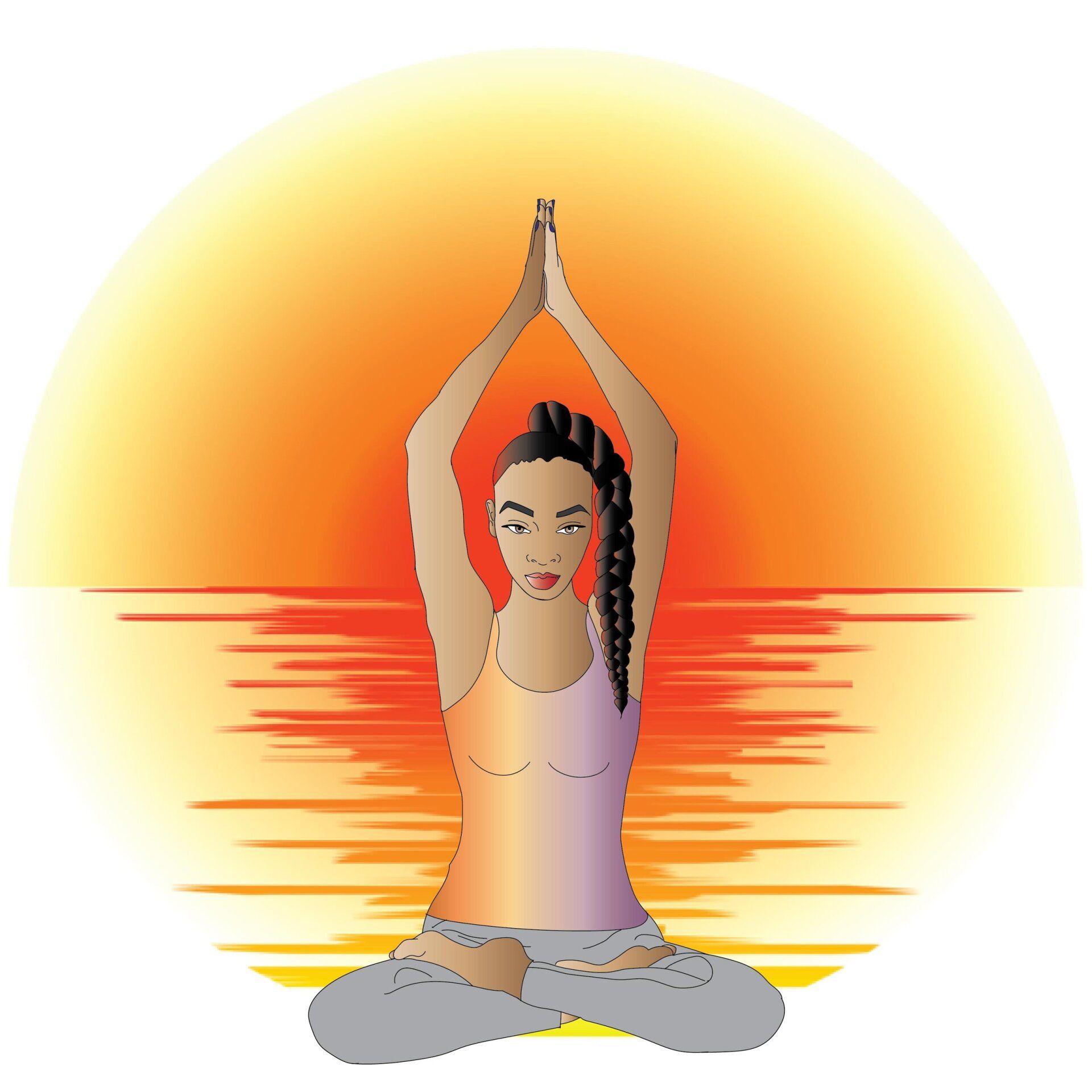 Image of a doing the yoga with a sunset background