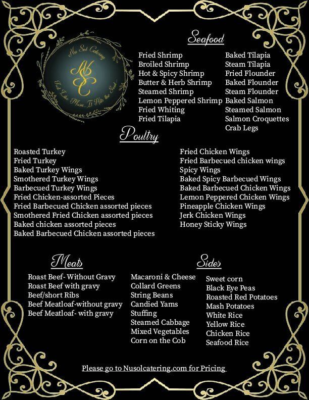 Image of a sample design for a food menu