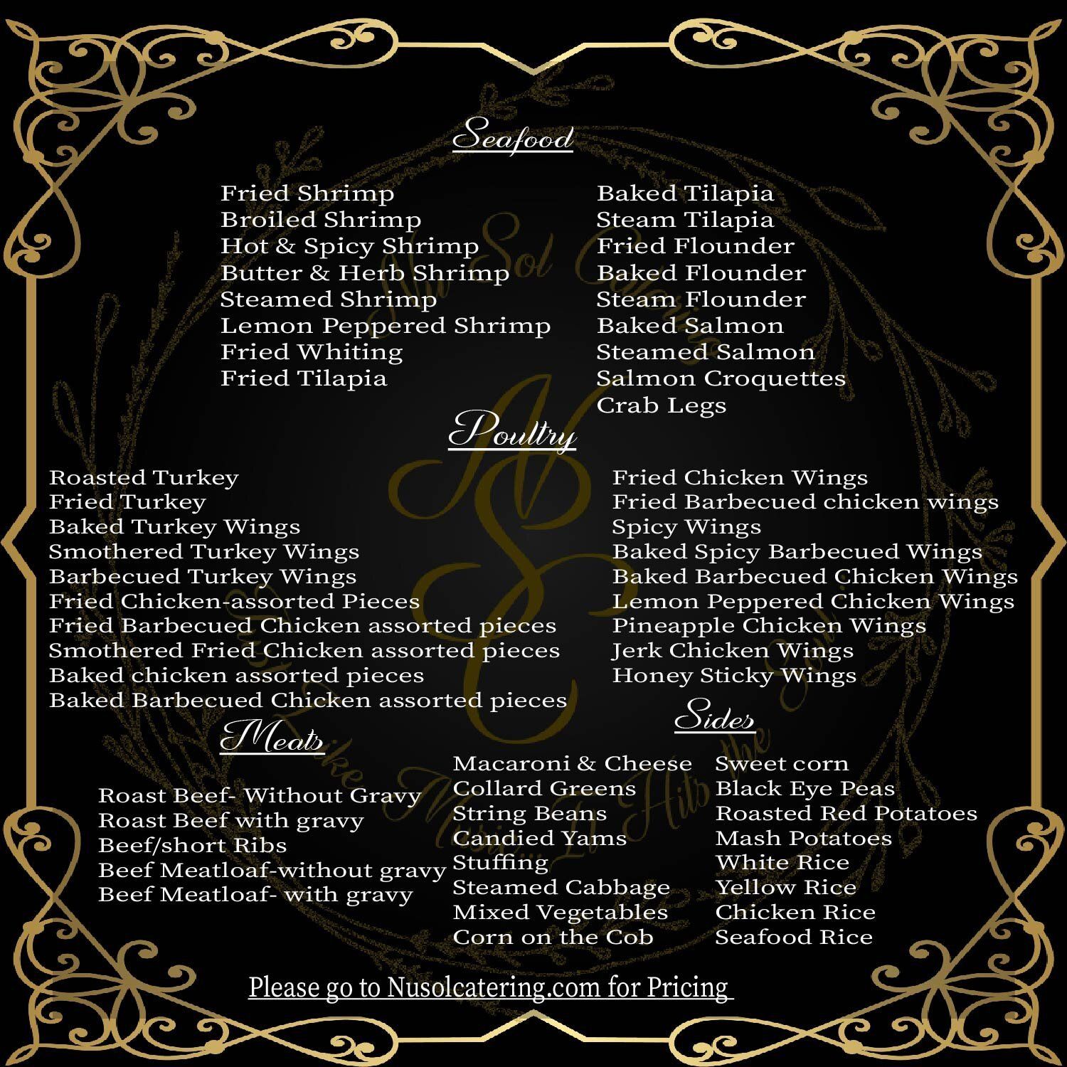 Image of a sample design for a food menu