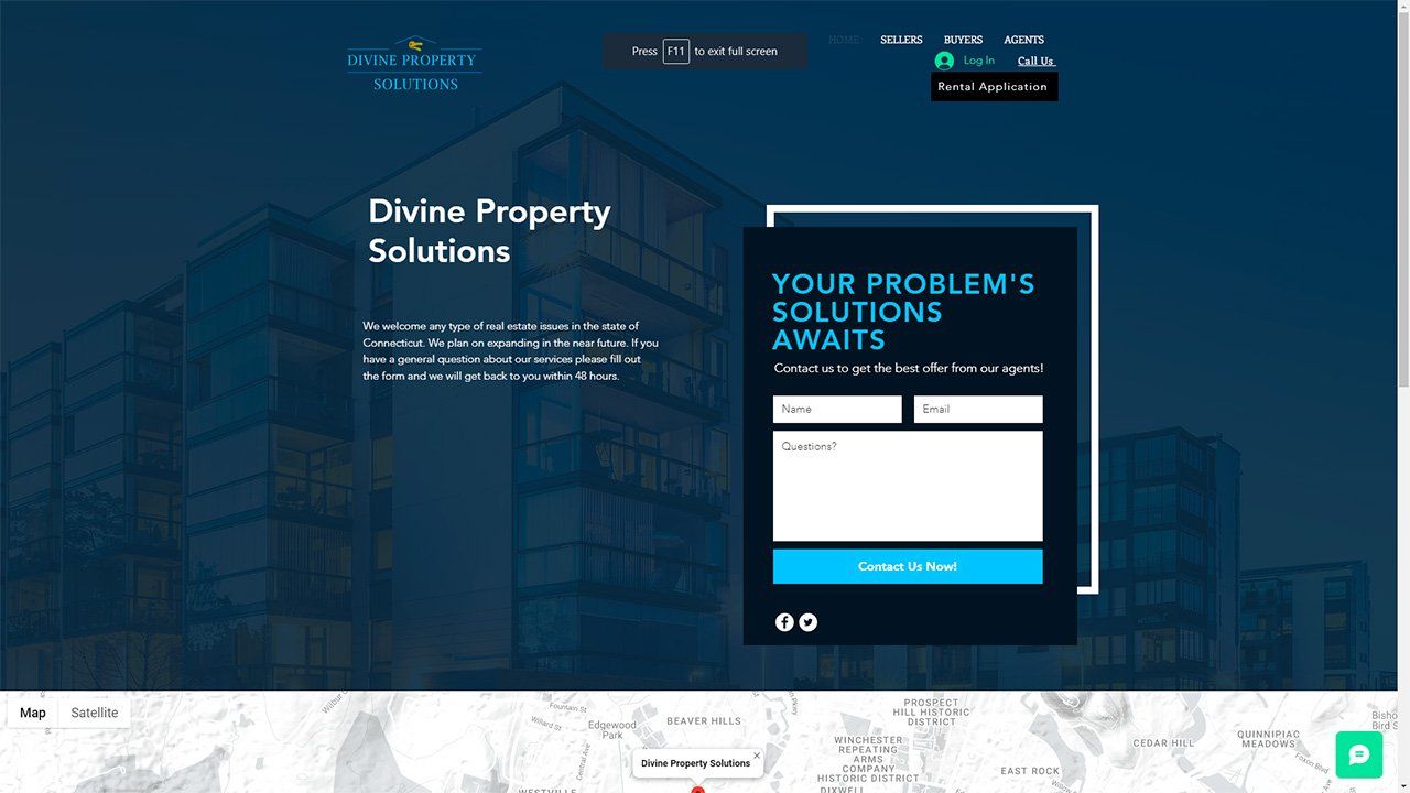 Image of a Divine property solutions website
