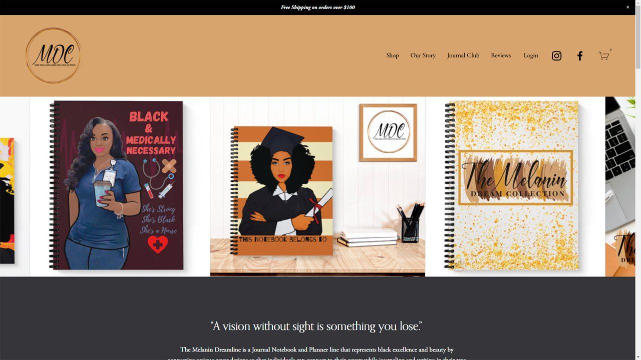 Image of a Melanin Dreamline website