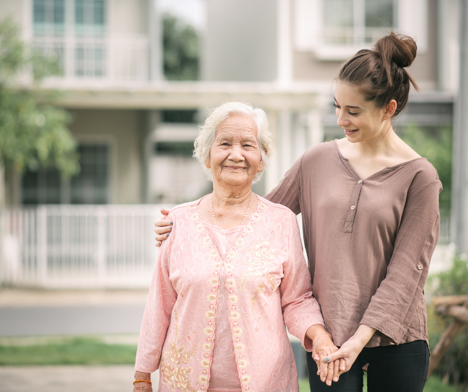 Granddaughter pictured with elderly grandmother