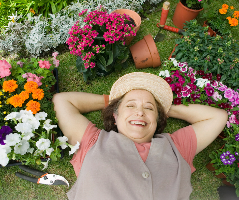 graphic of happy senior gardening