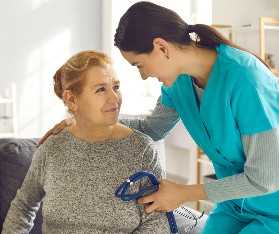 picture of home health aide with client