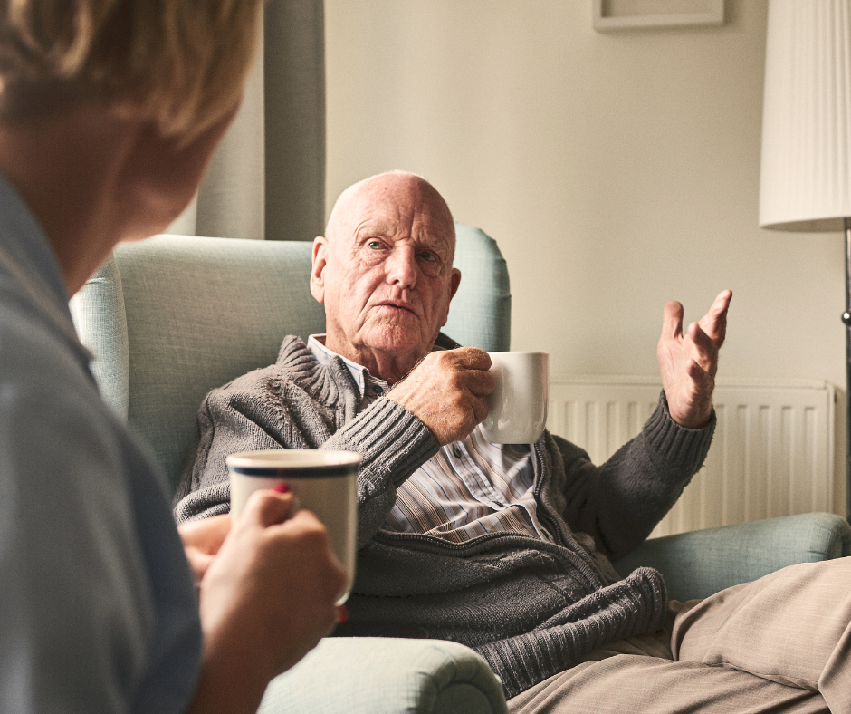 graphic of senior talking with family member