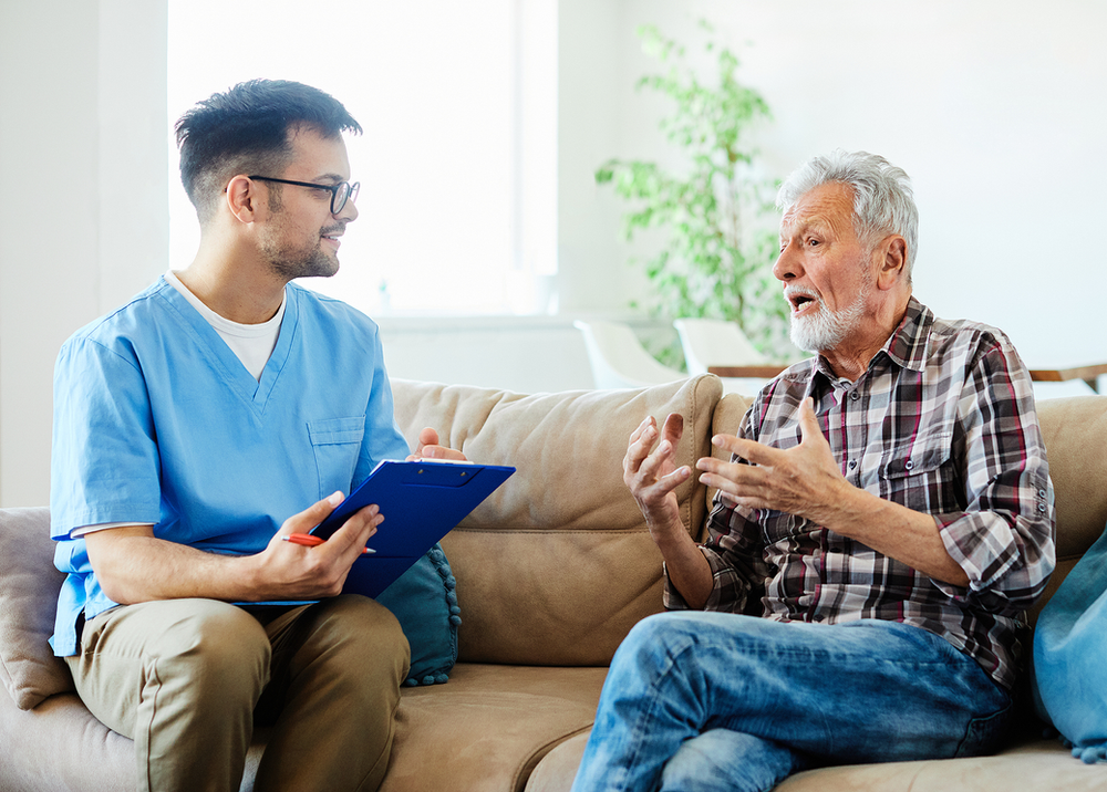 Therapist helping patient with cognitive exercises