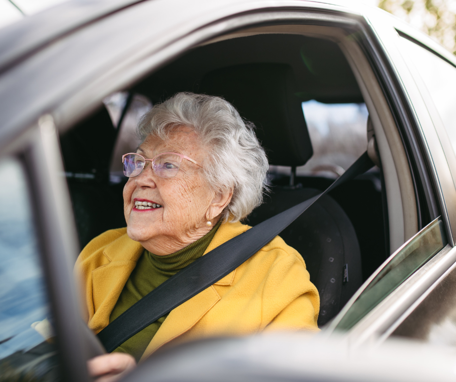 An older woman driving