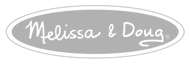 The Melissa & Doug logo: the brand name in white cursive text inside a grey horizontal oval.