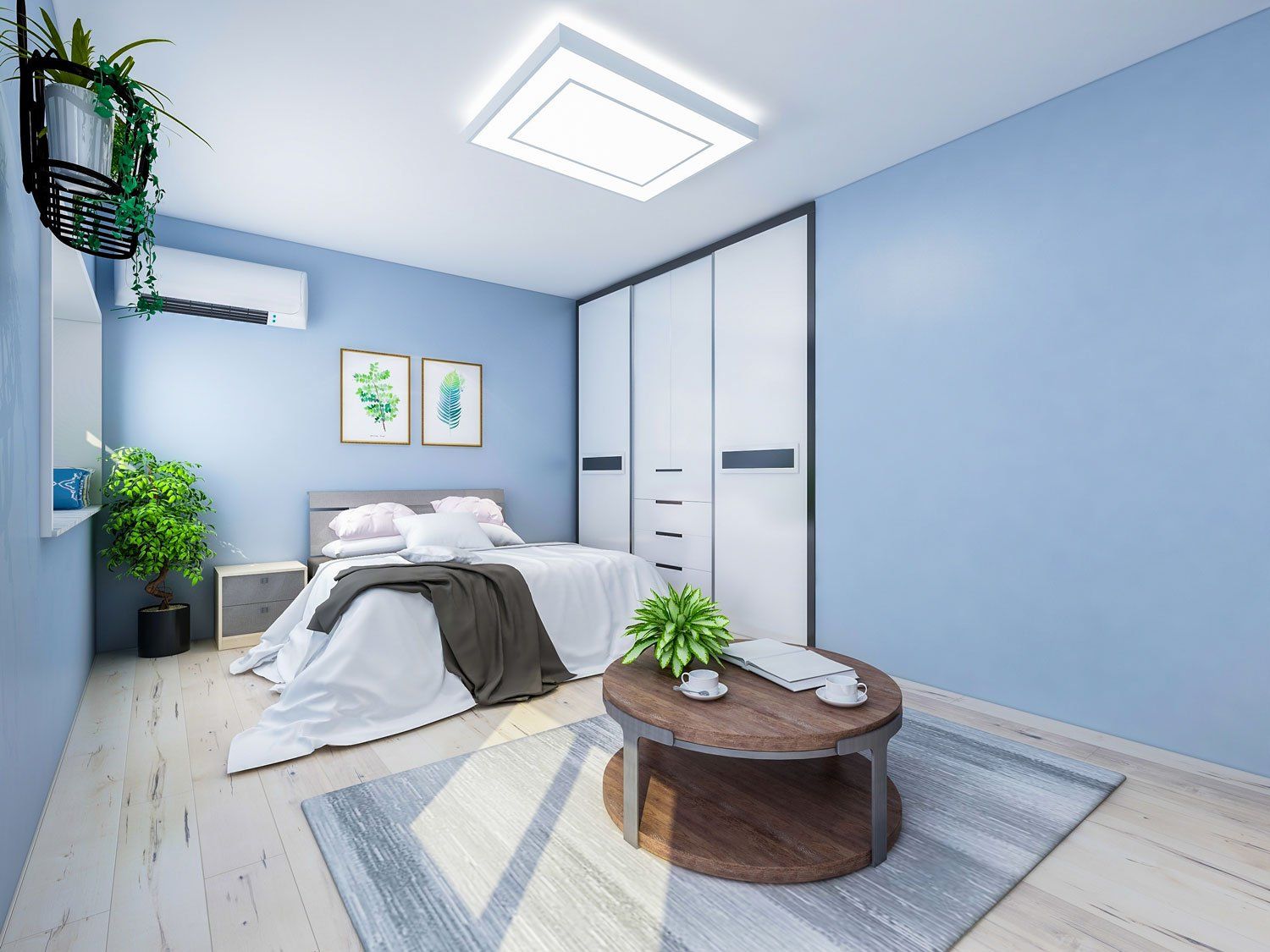 Blue Paint On Bedroom Wall — Ware, MA — Shawn's Painting Co