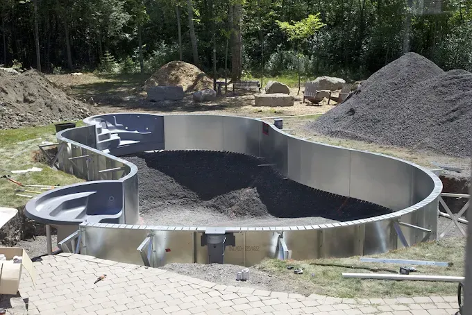 A Large Swimming Pool Being Built — Solitary Island Pools In Coffs Harbour, NSW