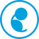Blue icon of a person in a fetal position inside a blue circle.