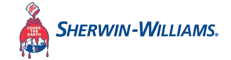 The Sherwin-Williams logo: a red paint can pouring paint over a globe with the text "Cover the Earth."