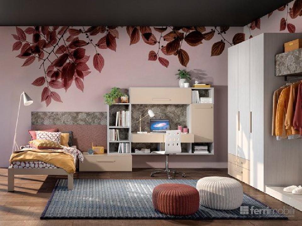 Cameretta e parete con foglie