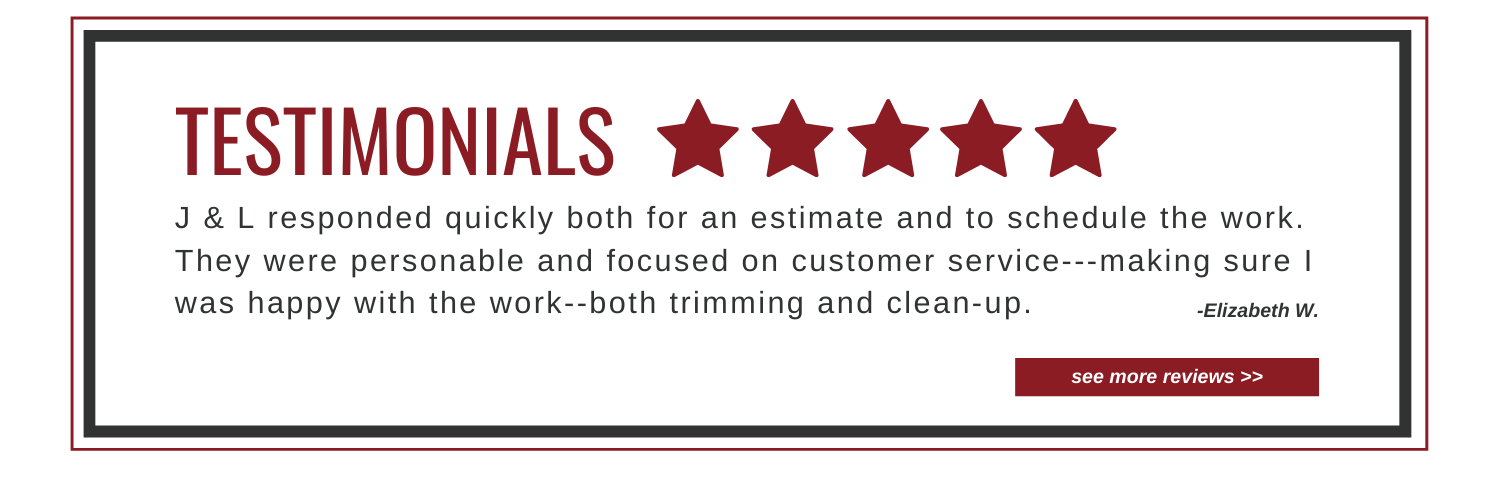 A five-star review for J & L service, praising their quick responsiveness, customer service, and quality of work.