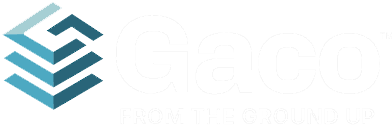 Logo with a geometric, teal-colored design and white text that says 