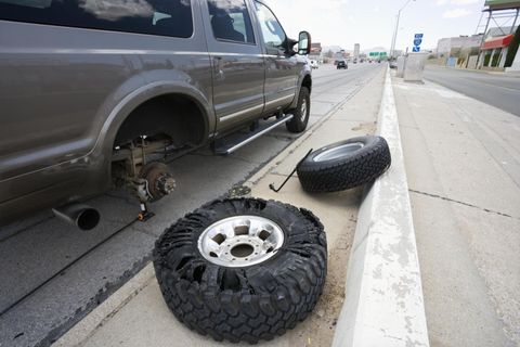 a car with damaged tires