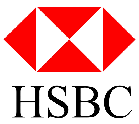 HSBC logo: red diamond shape above the black text
