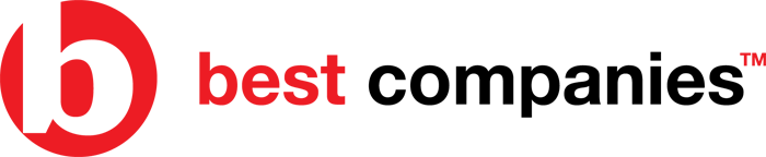 Logo with a red circle containing a white