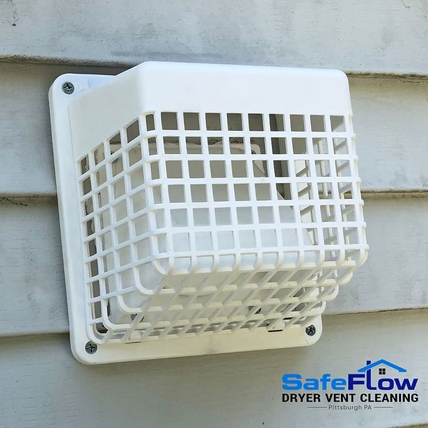 A safeflow dryer vent cleaning logo is on the side of a house
