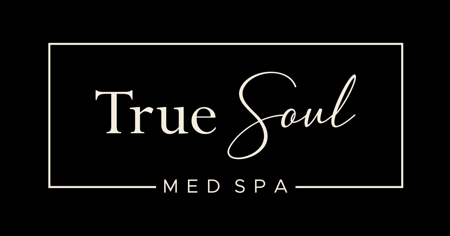a black and white logo for a spa called true soul med spa .