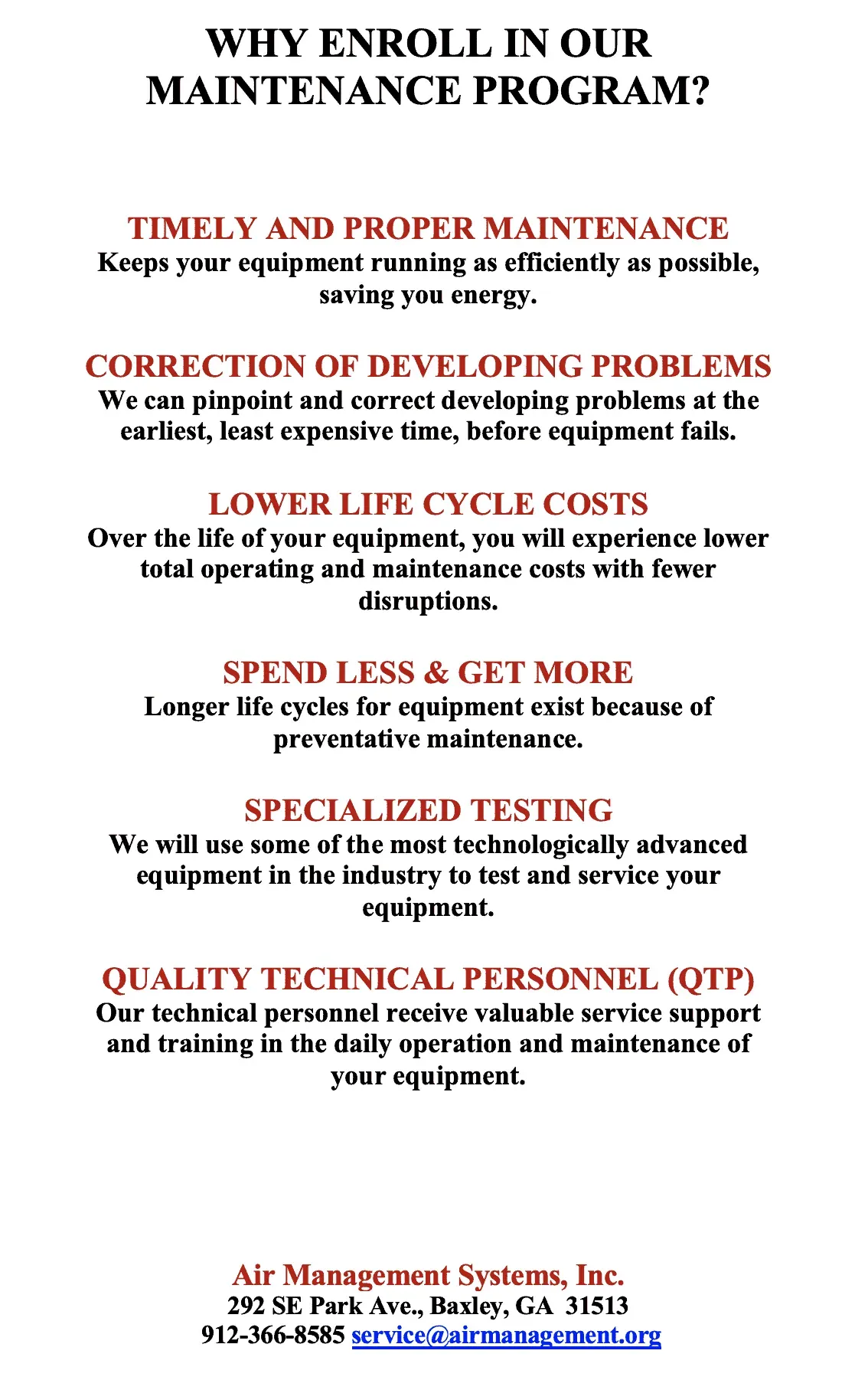 why you should enroll in our maintenance program