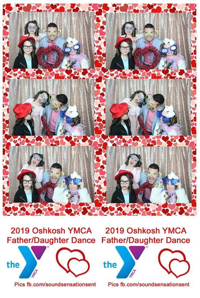 Fun, heart shaped Valentines Day themed photo strip example, Oshkosh Photo Booth rentals
