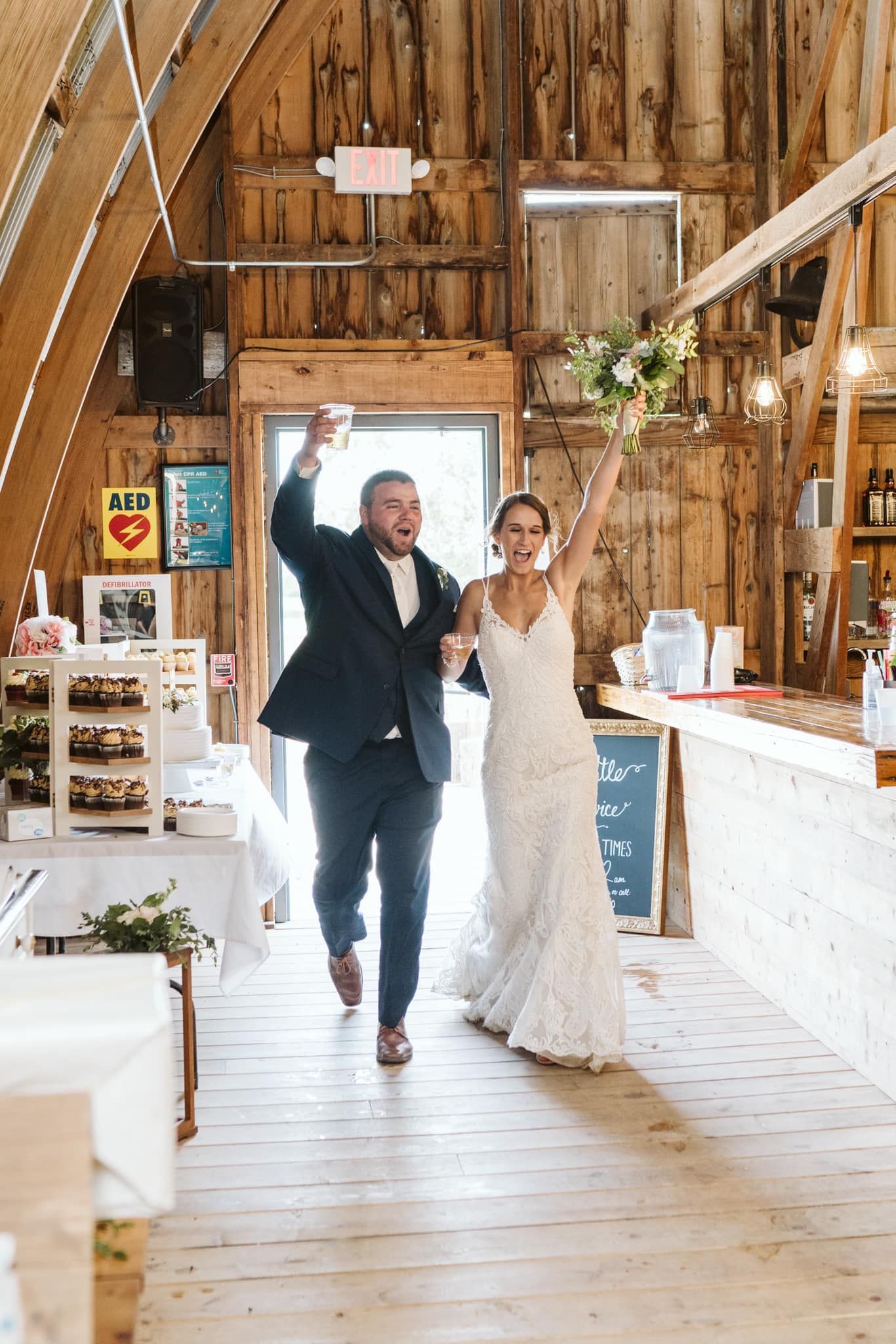 Wedding Couple at Poplar Creek Barn during the Grand March and wedding party introductions, Sound Sensations Entertainment