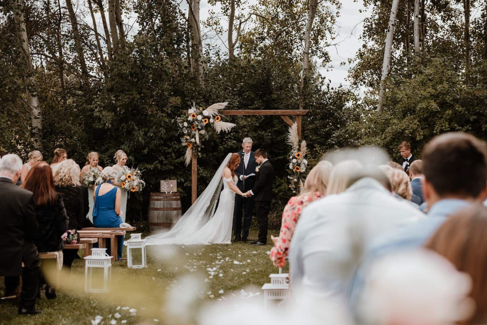 Barn wedding outdoor ceremony at Poplar Creek  with Sound Sensations entertainment