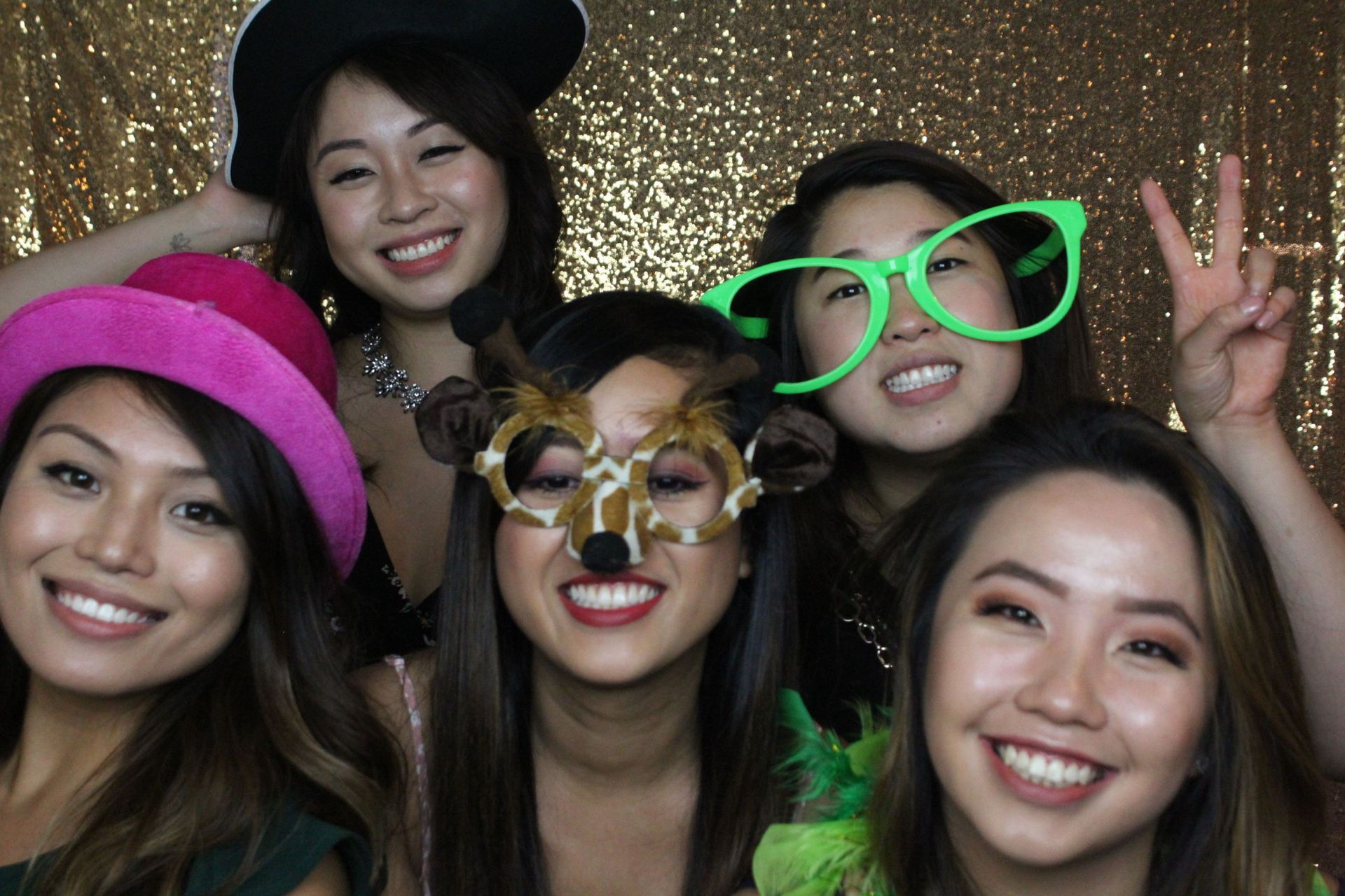 Gold background in the open style photo booth with sound Sensations entertainment