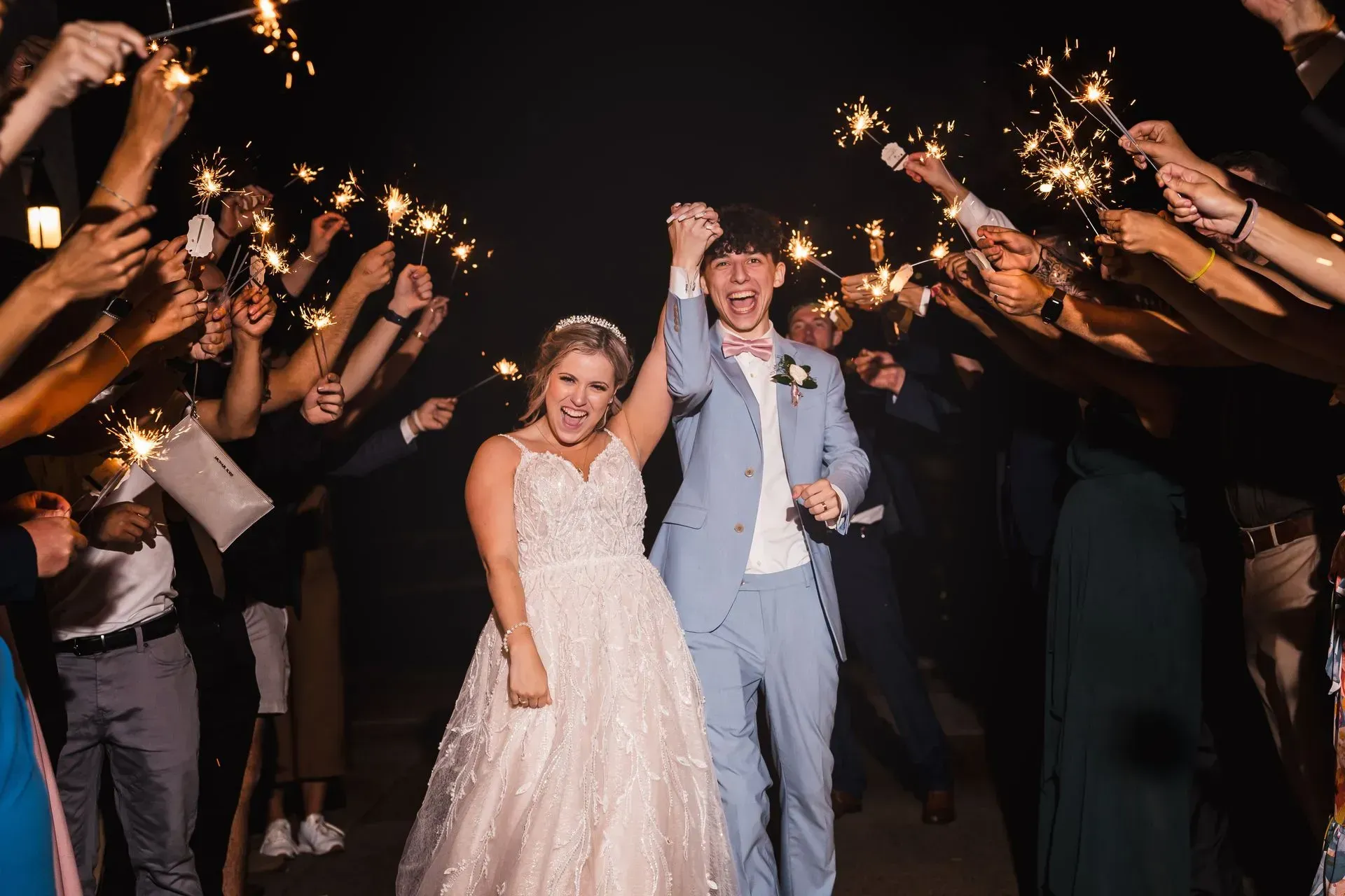 Wedding Sparkler Exit at a Fun Oshkosh Wedding with Oshkosh DJs Sound Sensations Entertainment