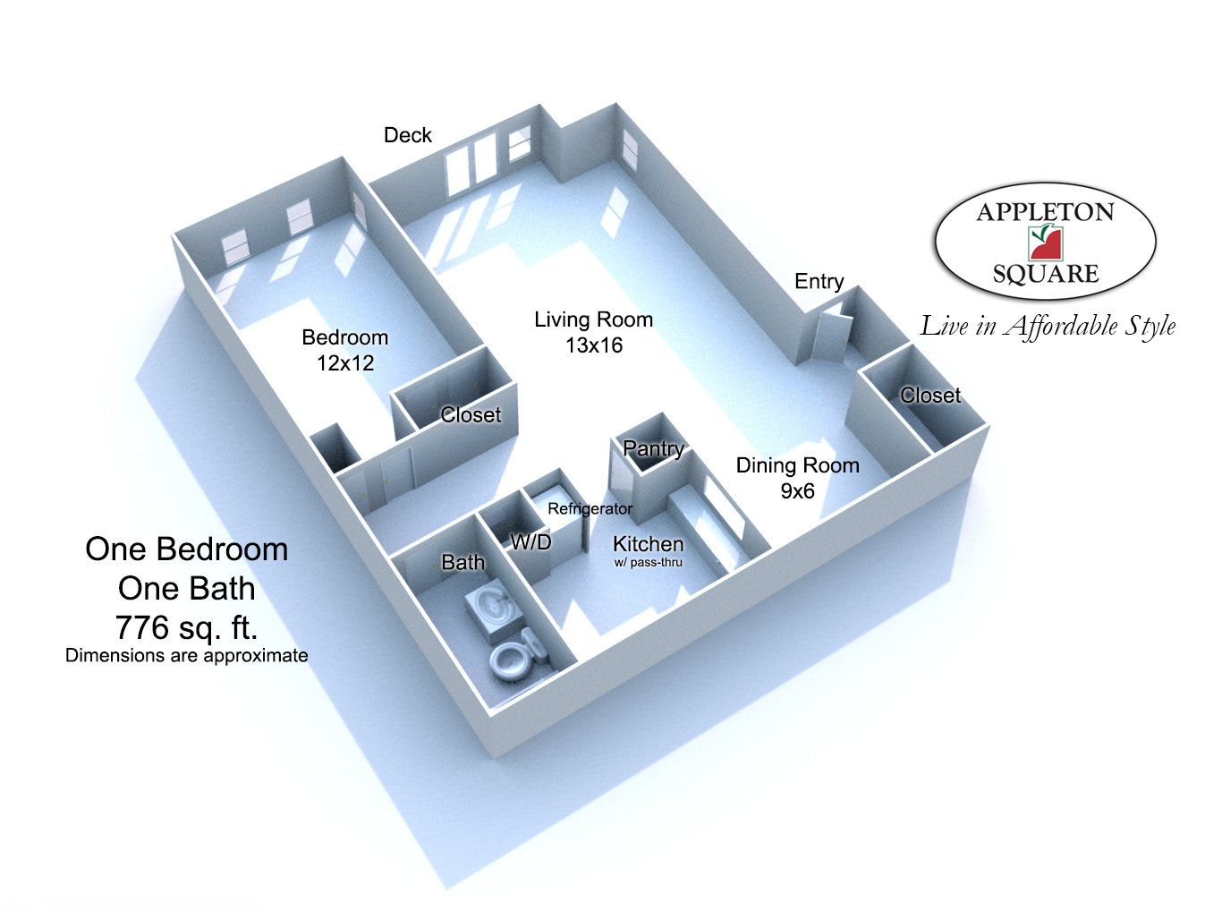 Floor Plan: 1 Bed 1 Bath