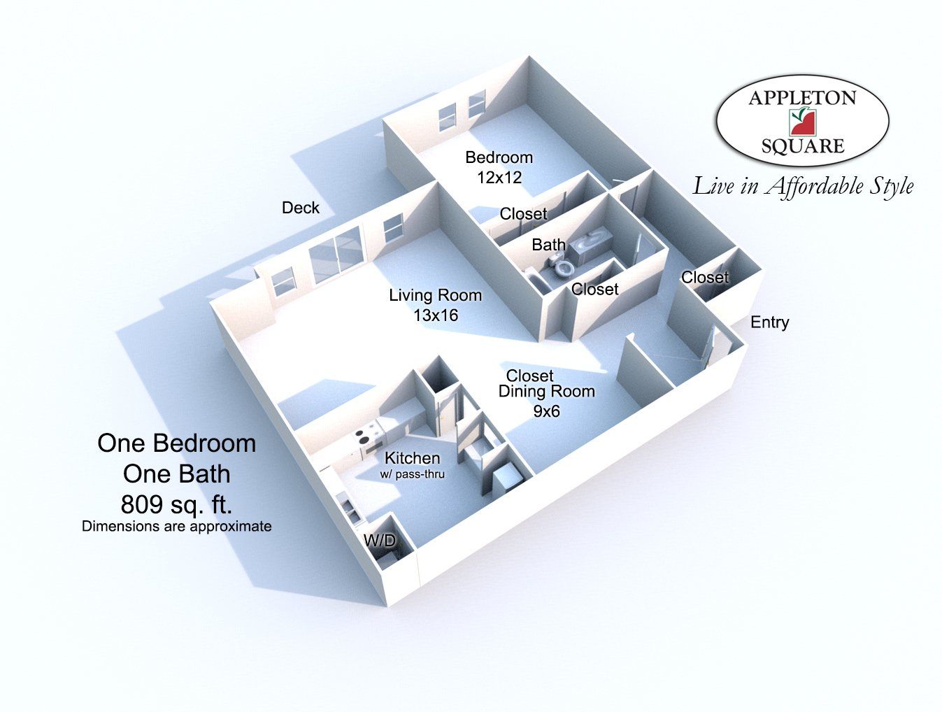 Floor Plan: 1 Bed 1 Bath