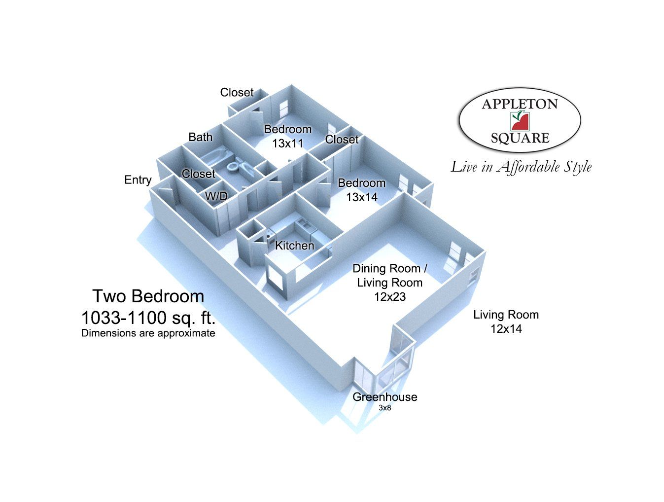 Floor Plan: 2 Bed 1 Bath