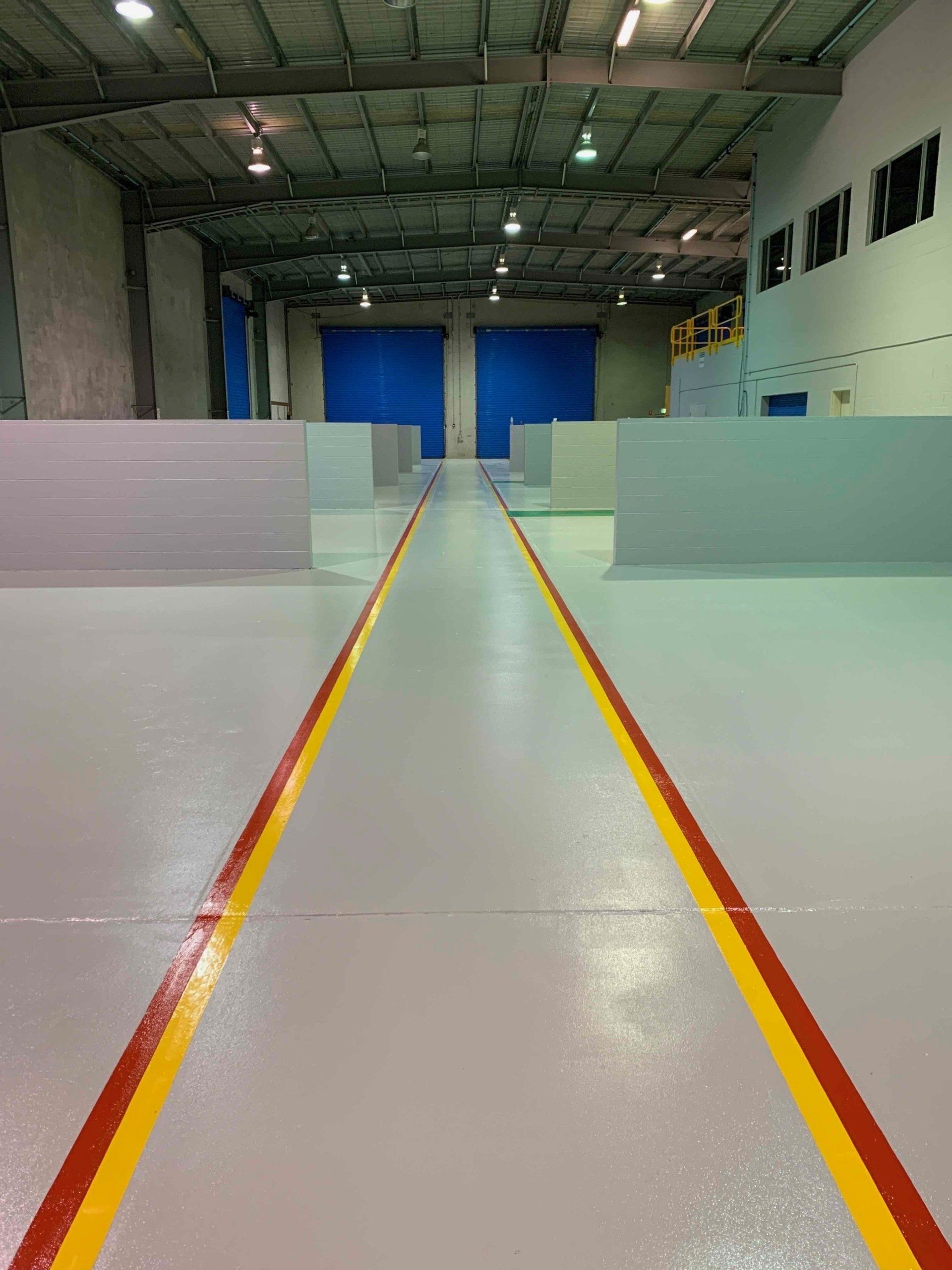 painting & flake flooring in warehouse