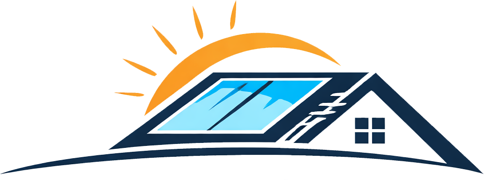 Logo for Arizona Skylight Specialists: a house roof with a skylight under a setting sun, with text below.