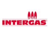 Het logo van intergas is rood en wit en lijkt op een raket.