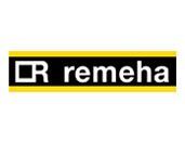 Een zwart-geel logo voor een bedrijf genaamd remeha.