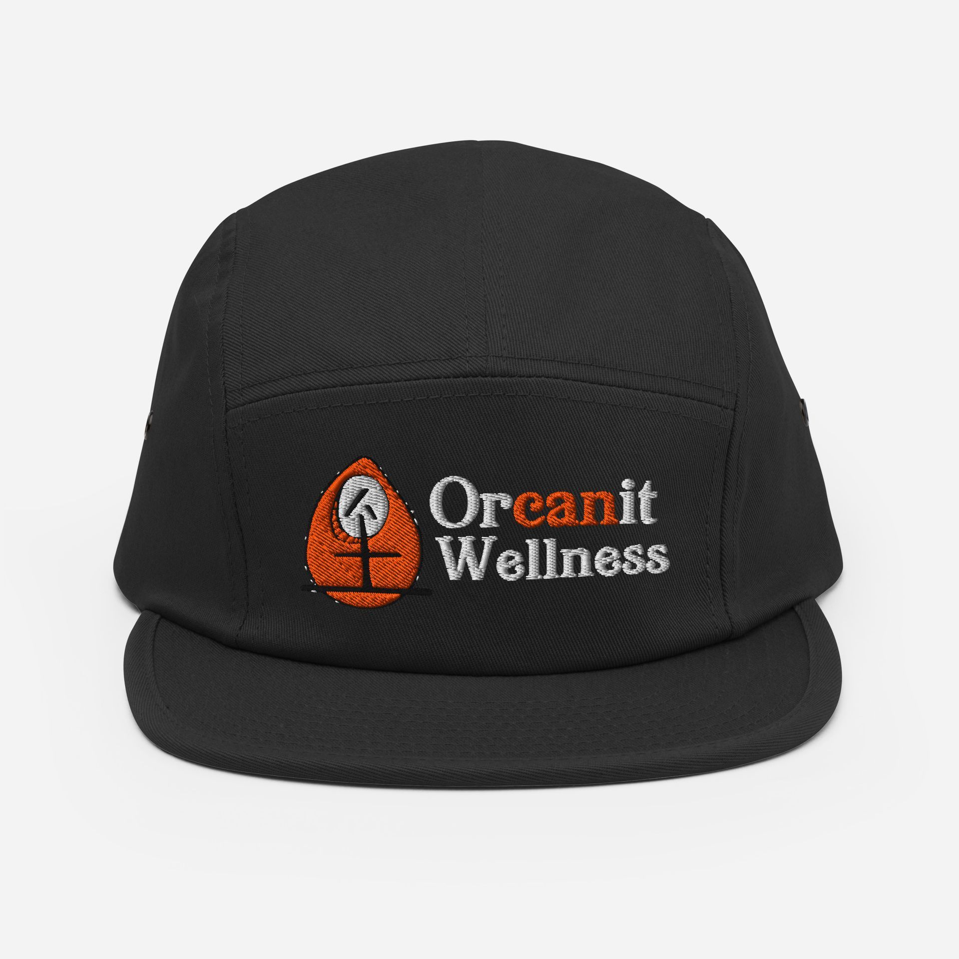 A black hat that says ' orcanit wellness ' on it