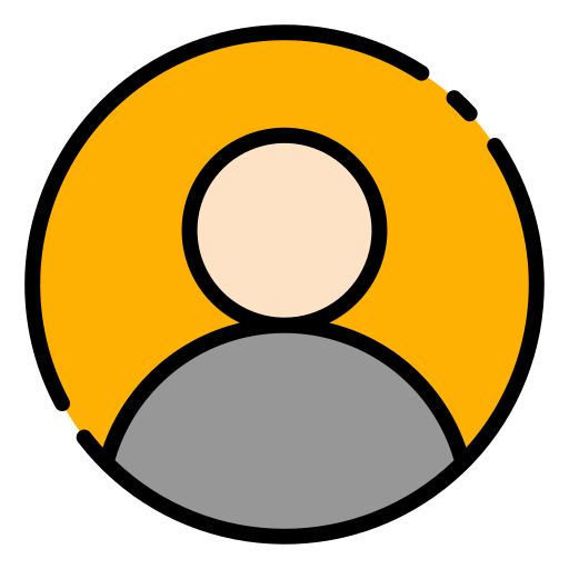 A woman in a black shirt is smiling in a yellow circle.