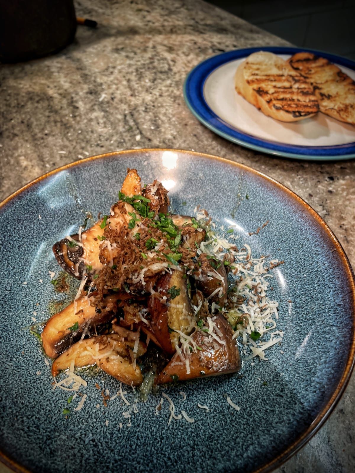 A close up of a plate of food on a table.