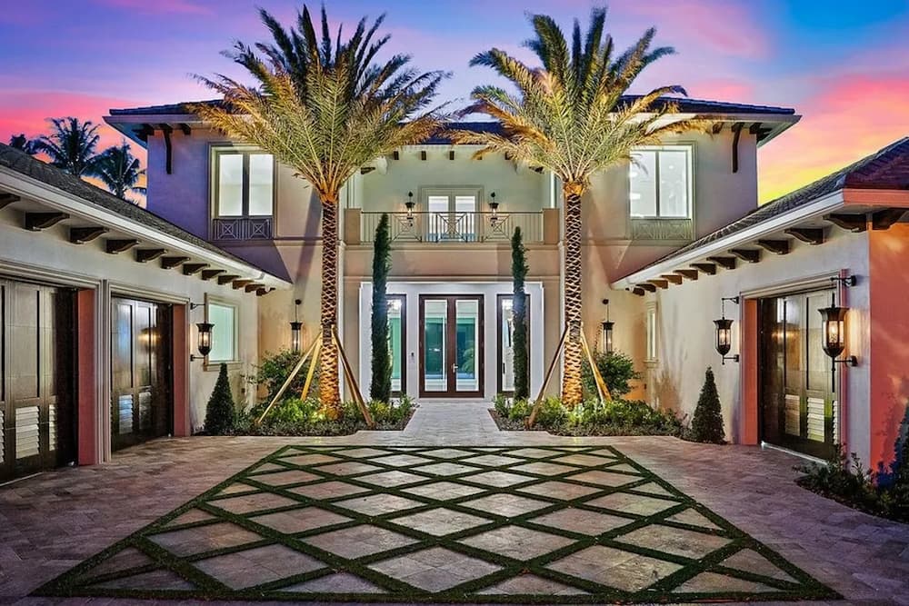 A luxurious home with impact front doors.