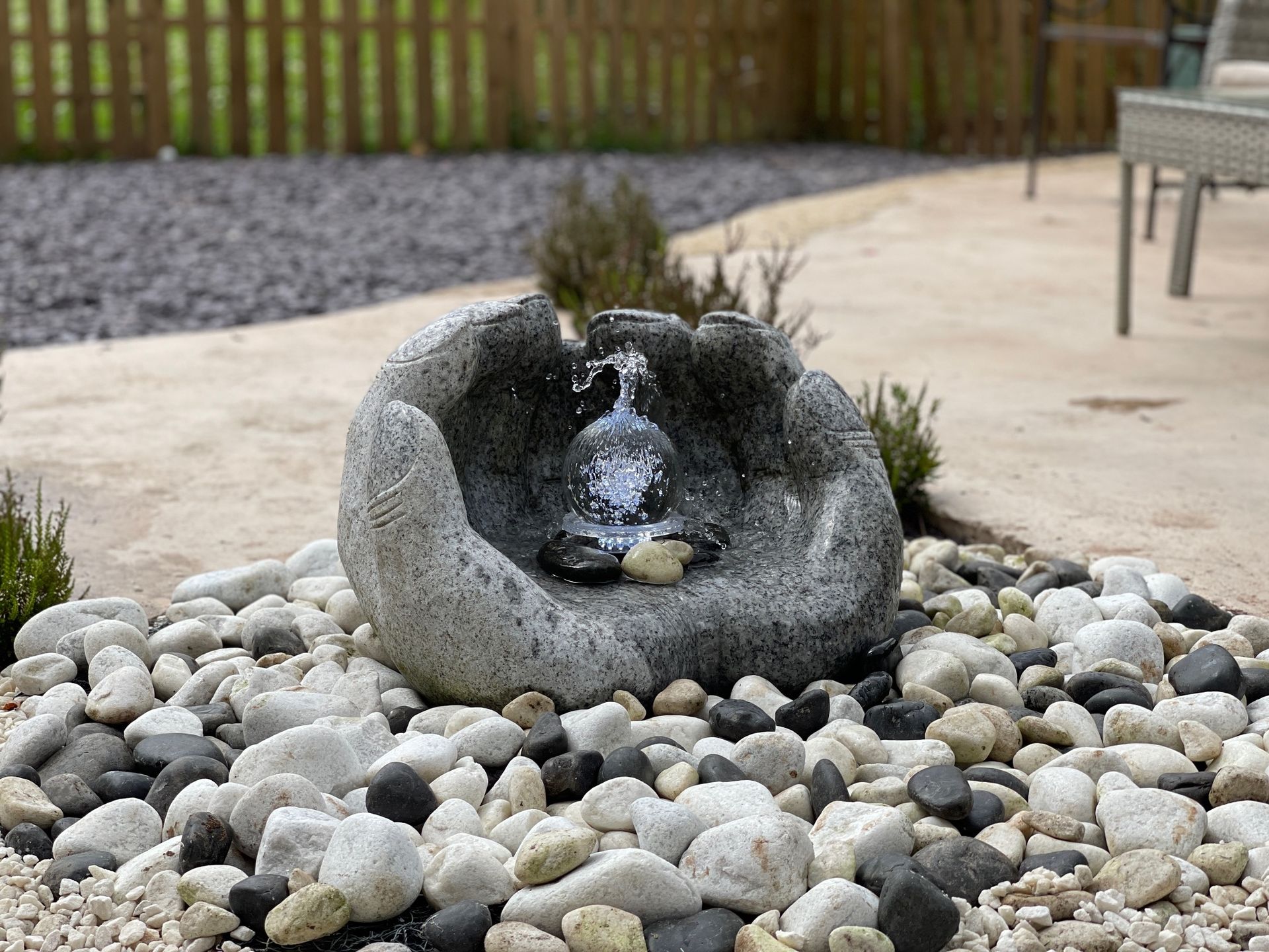 Palm of your hand granite water feature