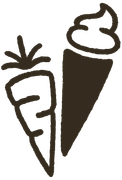 RD condensed icon logo, with a carrot and ice cream cone