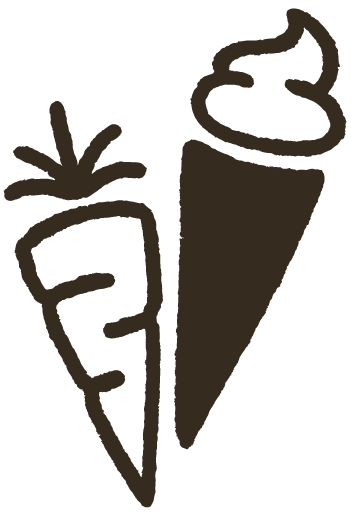 RD condensed icon logo, with a carrot and ice cream cone