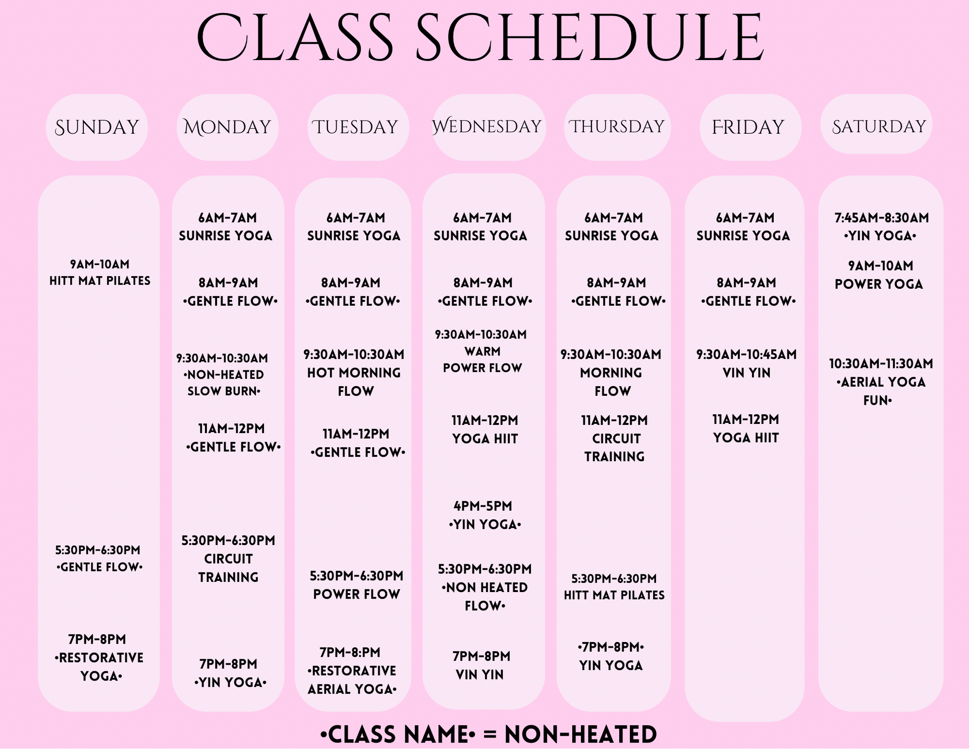 class schedule