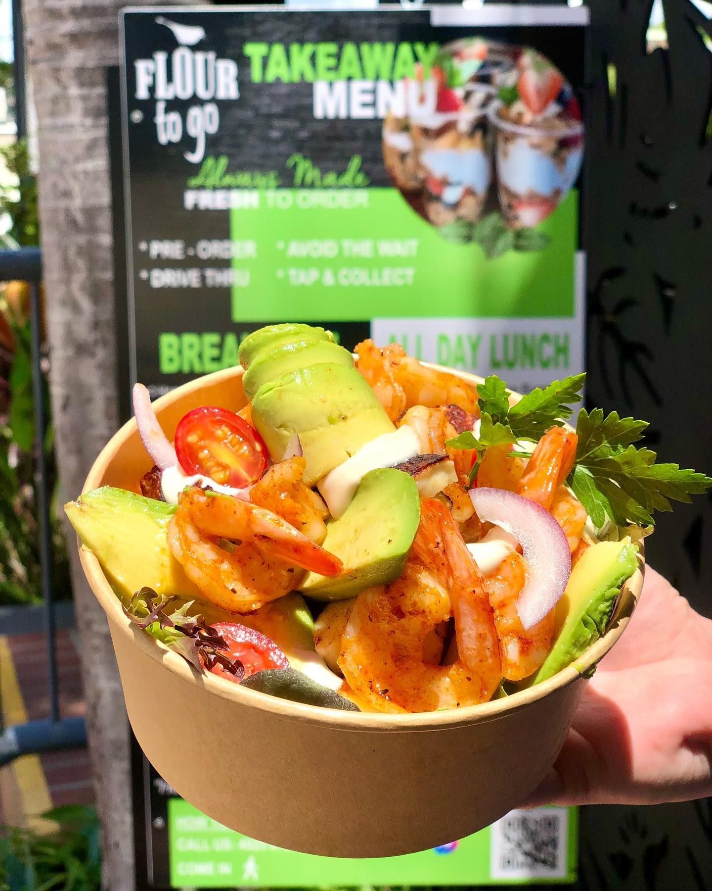 A Prepared Lunch Boxes, Each With a Sandwich, Wrap, and Salad With Roasted Vegetables — Flour in Yeppoon, QLD