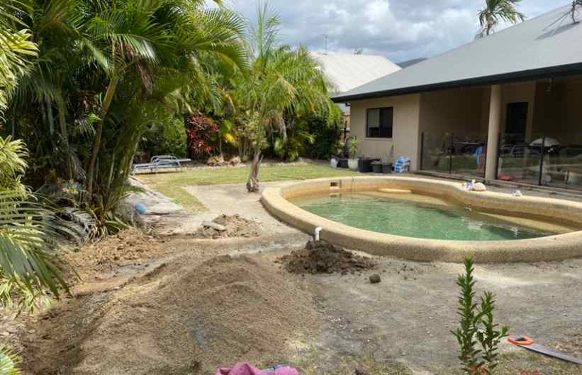 Pool & Surrounds Before Landscaping — Trinity Landscape in Cairns, QLD